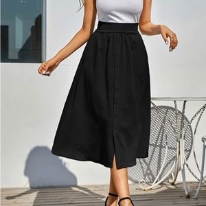 LAST CHANCE Women High Waisted Midi A Line Skirt with Pockets